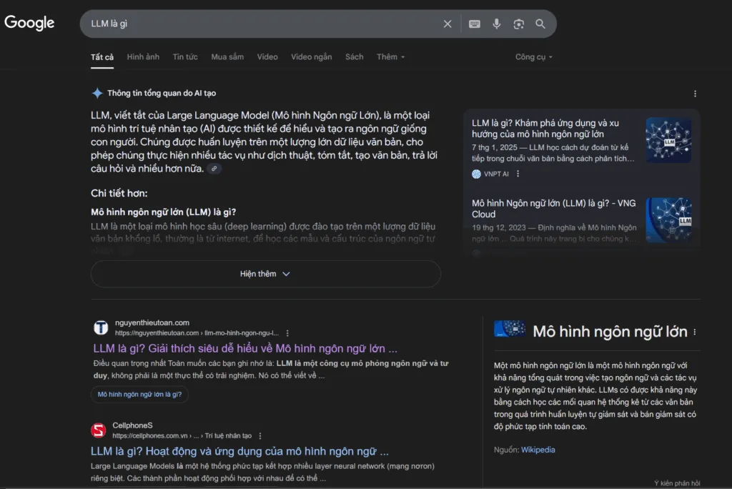 [nguyenthieutoan.com] Giao diện Google SERP với AI Overviews năm 2025