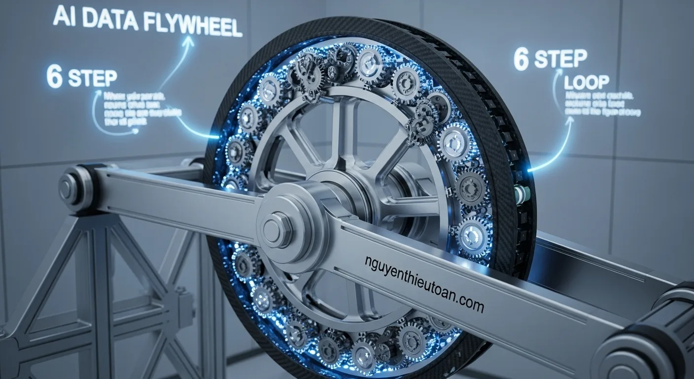 [nguyenthieutoan.com] Sơ đồ vòng lặp Bánh đà dữ liệu (Data Flywheel) của OpenAI