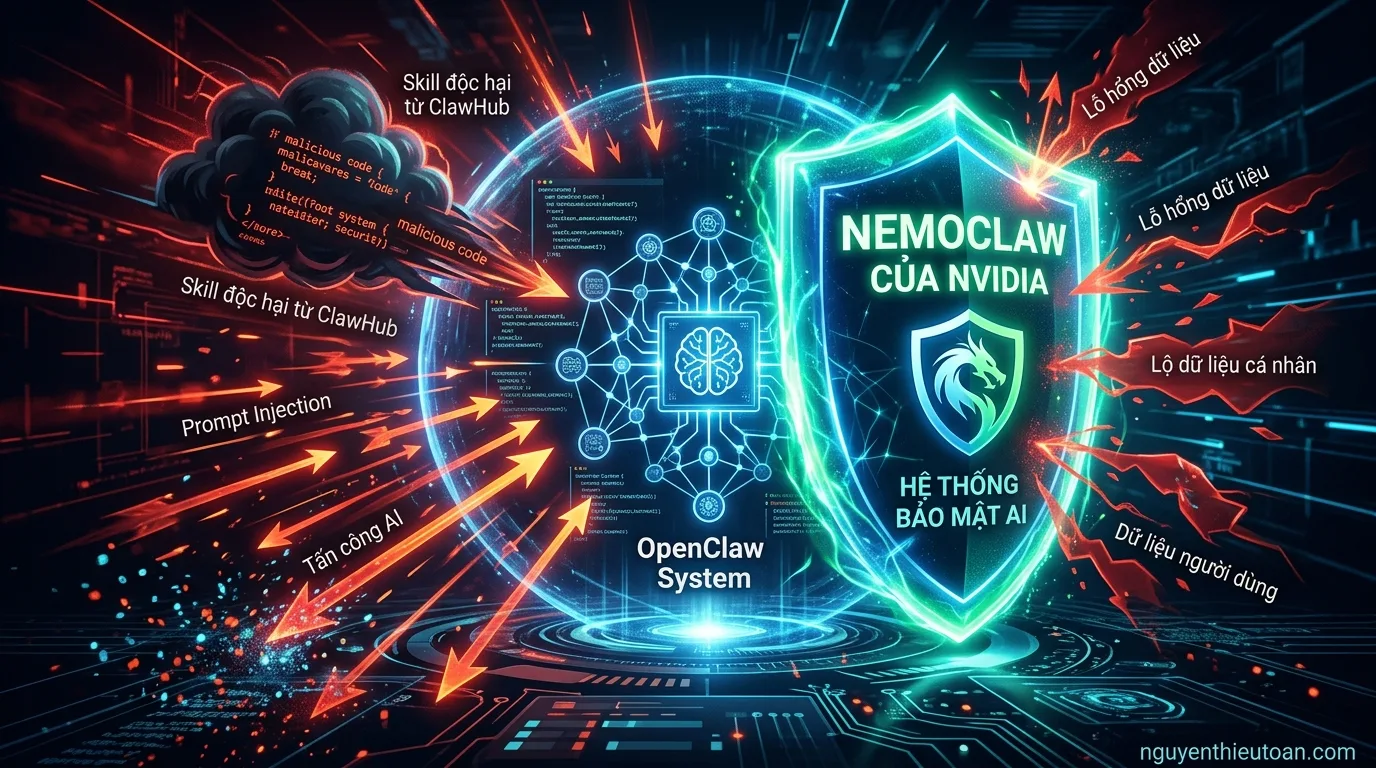 [nguyenthieutoan.com] Các rủi ro bảo mật khi dùng OpenClaw: Skill độc hại từ ClawHub, Prompt Injection từ bên ngoài, lộ dữ liệu cá nhân qua cấu hình sai, và cách phòng tránh với NemoClaw của Nvidia