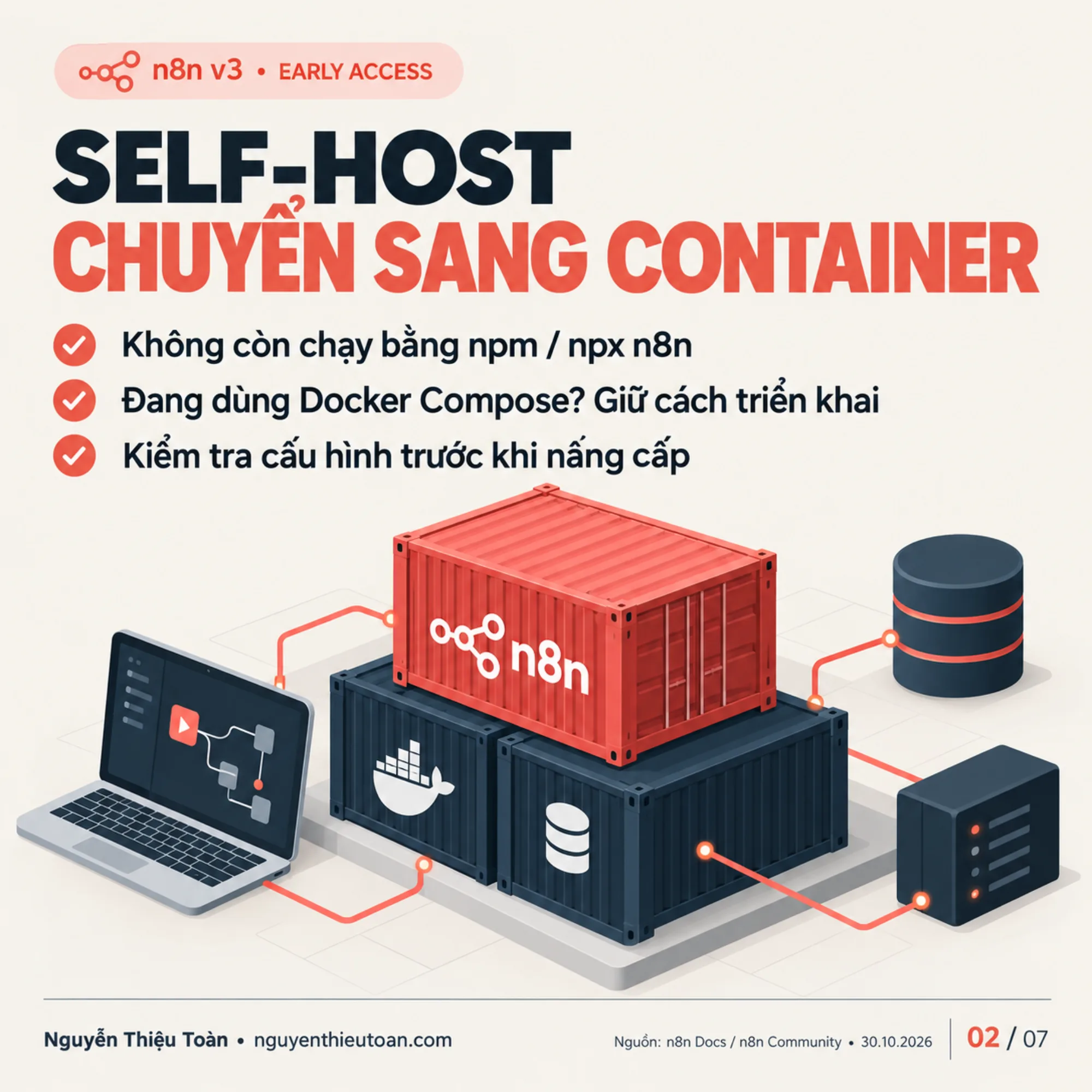 [nguyenthieutoan.com] n8n v3.0 Self-host chuyển sang Container: Ngừng hỗ trợ npm/npx, chuẩn hoá Docker Compose